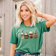 Monogrammed Set of Christmas Coffee Latte Drinks Tee