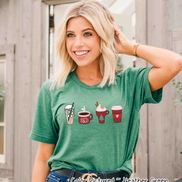 Monogrammed Coffee Latte Christmas Drinks Tee