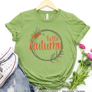 Hello Autumn Fall Floral Wreath Tee