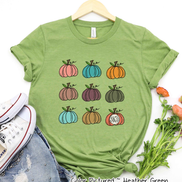 Monogram Watercolor Pumpkins Fall Tee