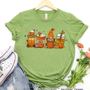 Monogram Gnome Pumpkin Spice Latte Coffee Fall Tee