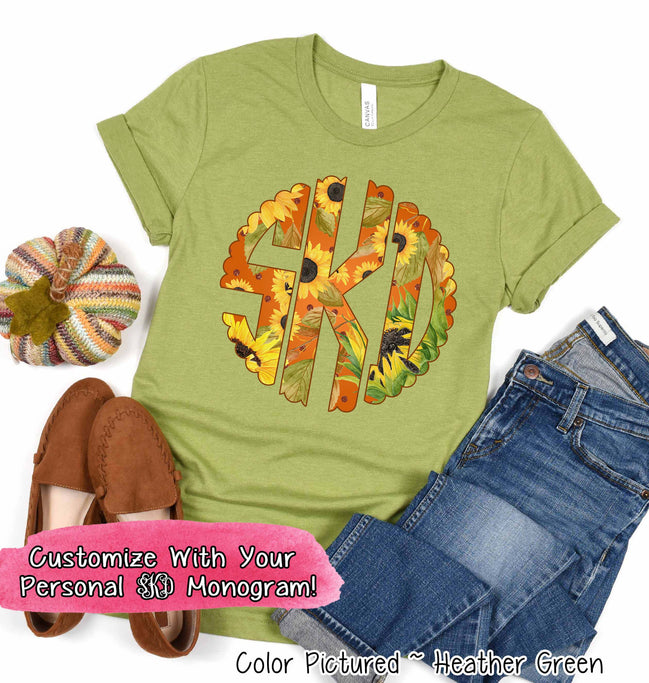 Big Monogram Sunflower Fall Tee