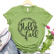 Hello Fall Pumpkins Bonfires Leaves Sweaters S'mores Football Tee