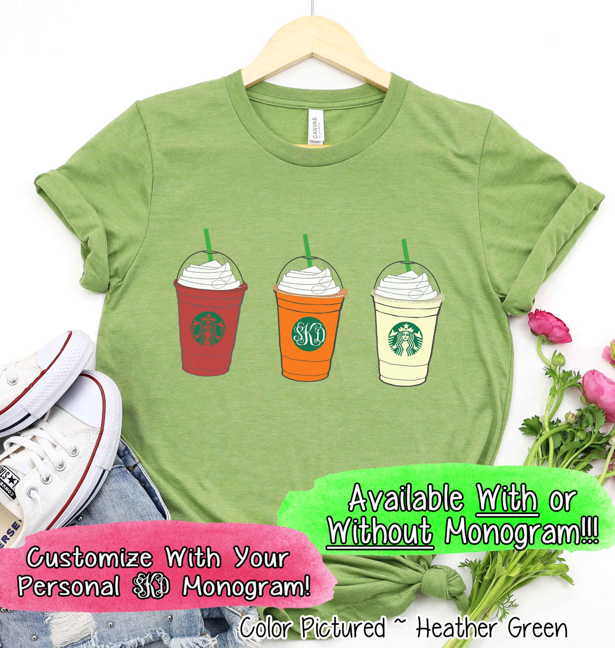 Starbucks Inspired Monogram Fall Tee