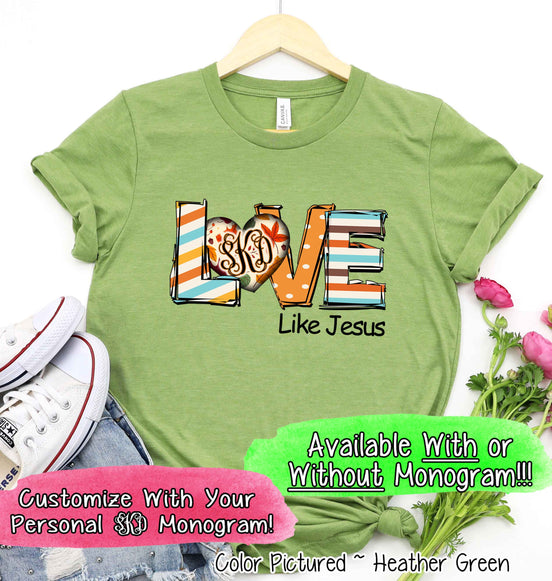 Love Like Jesus Fall Monogram Tee