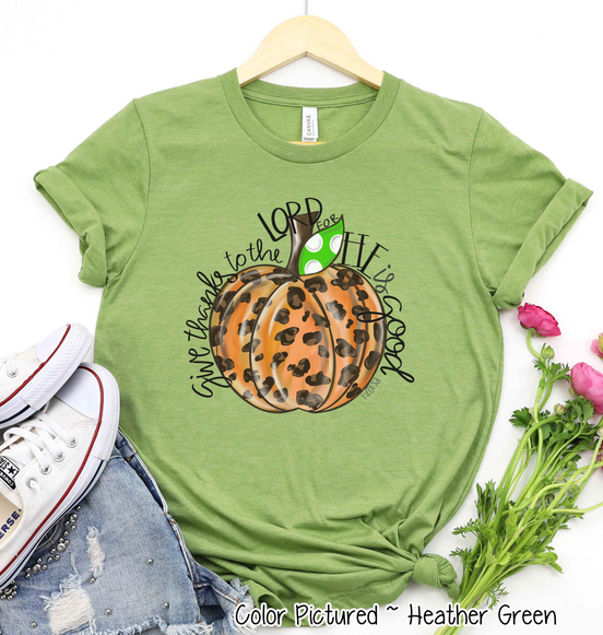 Give Thanks to the Lord Leopard Print Pumpkin Fall Shirt