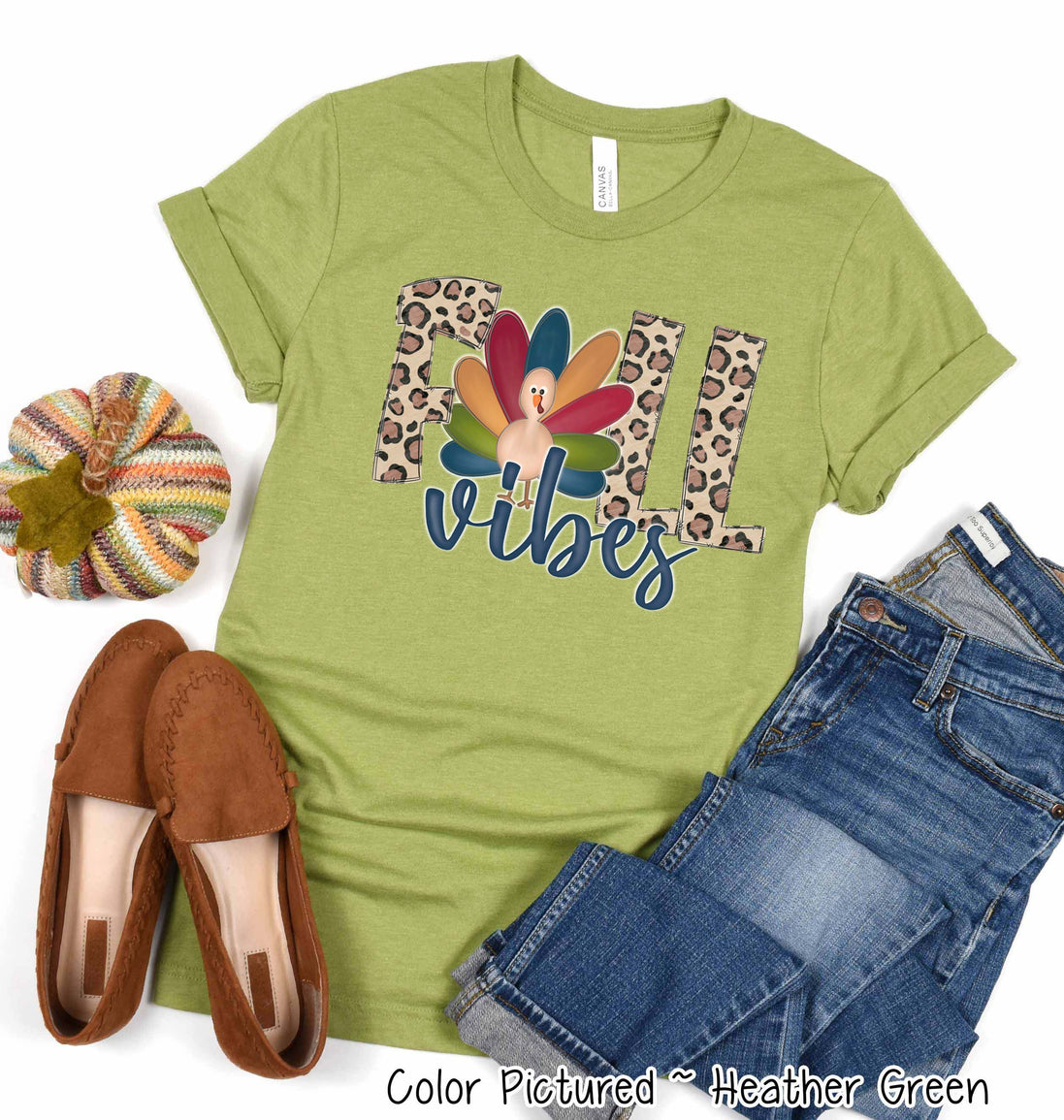 Leopard Turkey Fall Vibes Thanksgiving Fall Tee