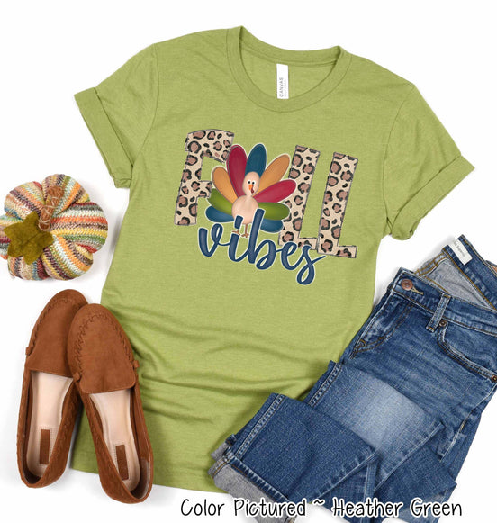 Leopard Turkey Fall Vibes Thanksgiving Fall Tee