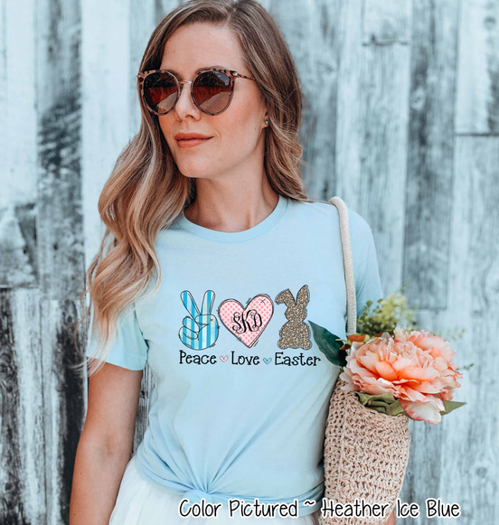 Monogram Peace, Love, Easter Bunny Tee