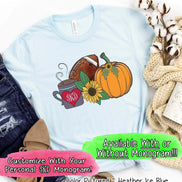 Latte Football and Pumpkin Monogram Fall Tee