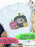 Blue Leopard, Pink, Leopard, and Gold Pumpkin Set Monogram Tee