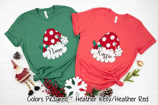 Personalized Family Matching Group Polk A Dot Santa Hat Tee
