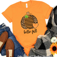 Hello Fall Leopard Print Pumpkin Fall Shirt