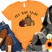 It's Fall Yall Monogram Glitter Pumpkin Fall Tee