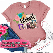 Monogram Blessed Nurse Tee