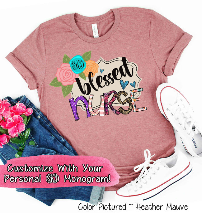 Monogram Blessed Nurse Tee