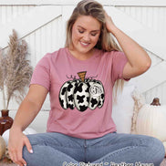 Monogram Cow Hide Pumpkin Fall Tee