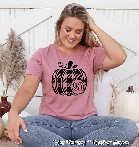 Black Plaid Monogram Pumpkin Tee