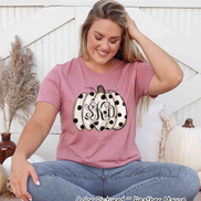 Fall Monogram White Pumpkin with Black Polka Dots Tee