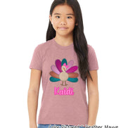 Personalized Girl Turkey Thanksgiving Tee