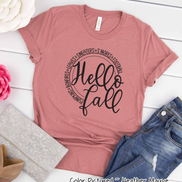 Hello Fall Pumpkins Bonfires Leaves Sweaters S'mores Football Tee