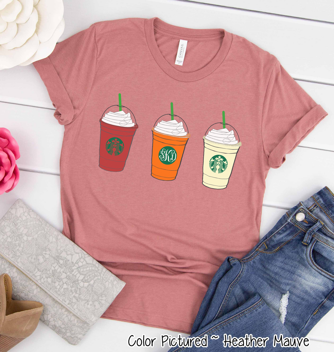 Starbucks Inspired Monogram Fall Tee