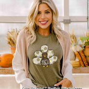 Fall Monogram Turkey with White & Gold Dots Tail Tee
