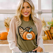 Leopard Heart and Fall Monogram Pumpkin Tee