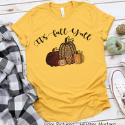 It's Fall Yall Monogram Glitter Pumpkin Fall Tee