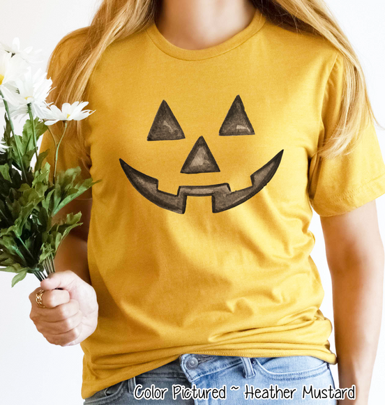 Watercolor Jack O Lantern Pumpkin Face Shirt