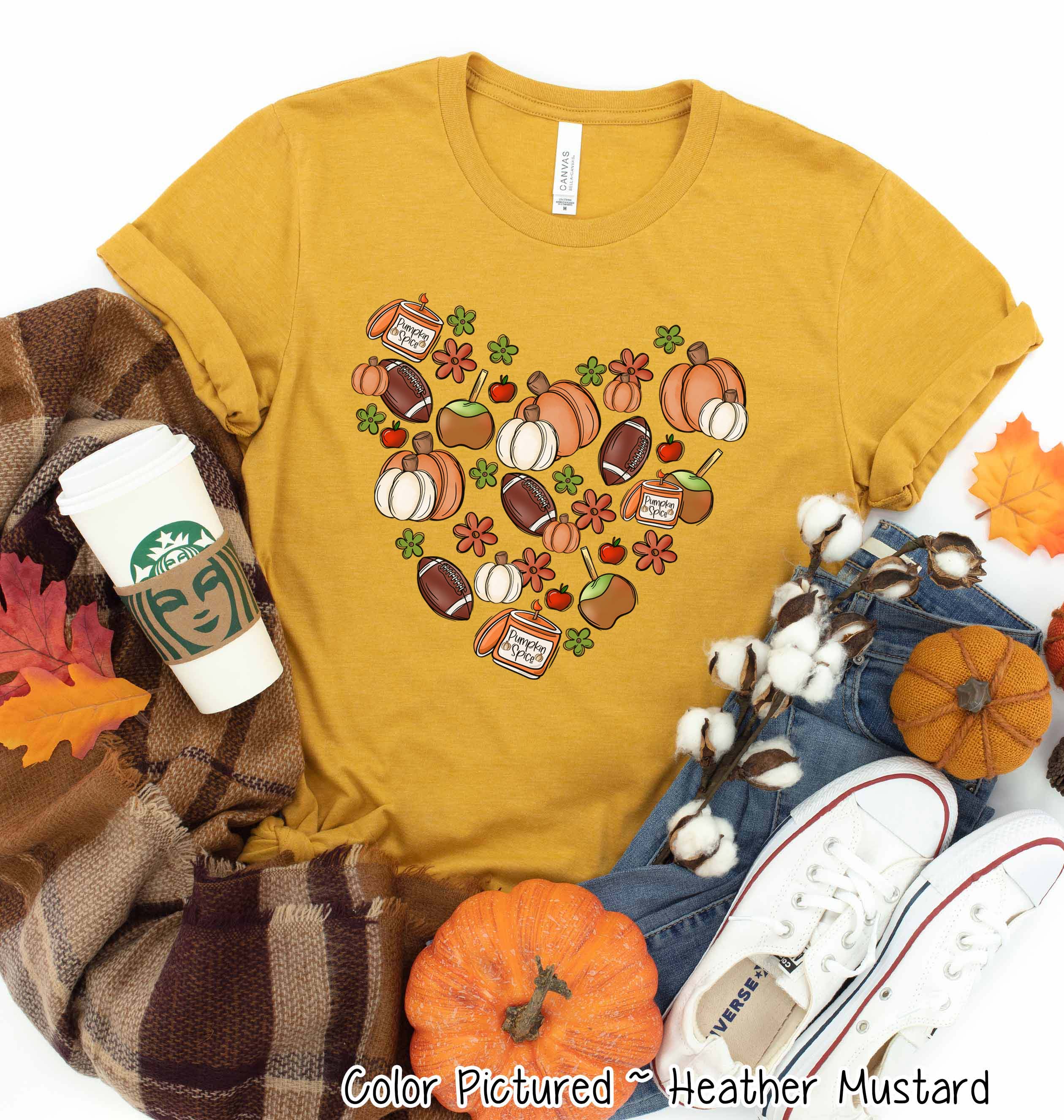 Football and Fall Things Fall Doodle Tee
