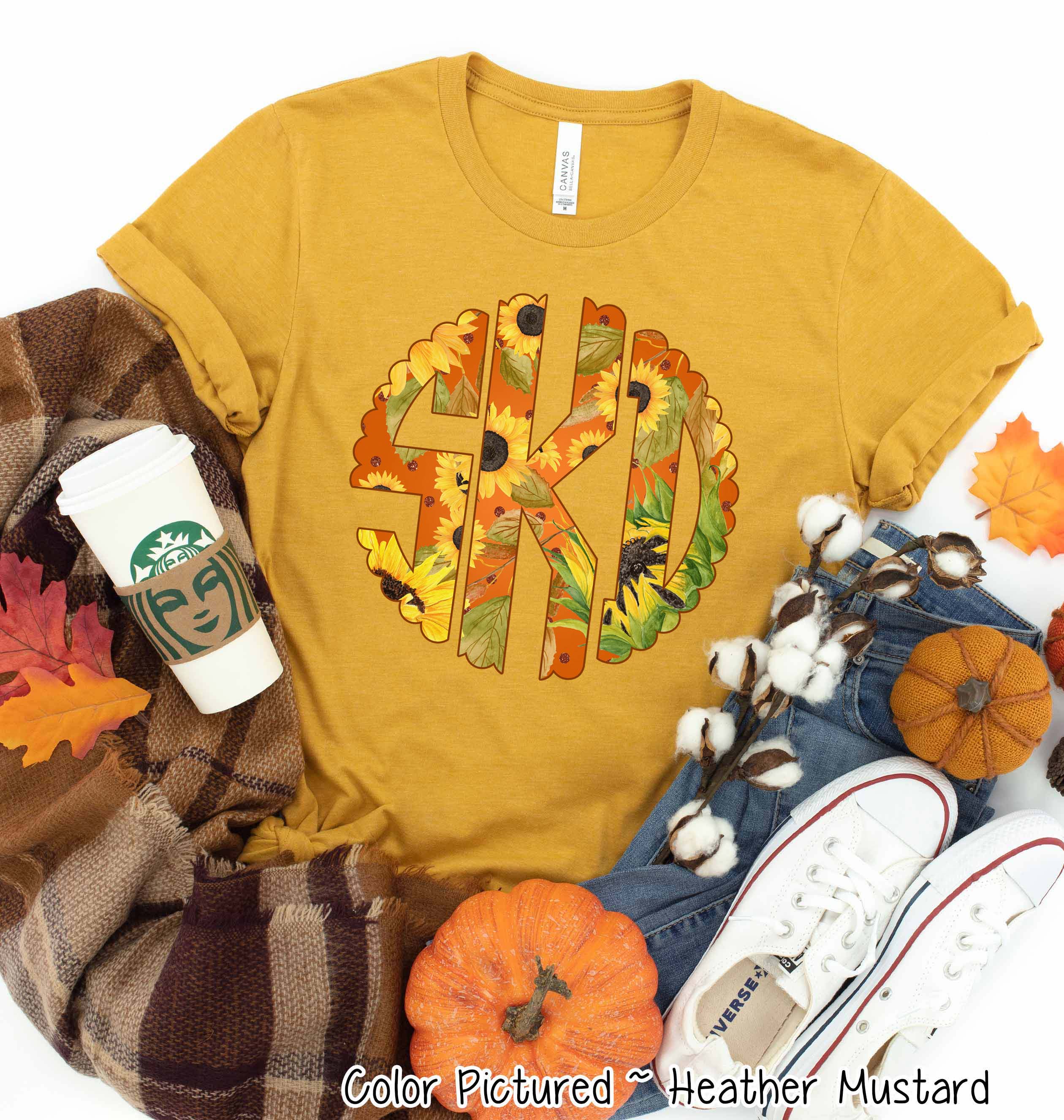 Big Monogram Sunflower Fall Tee