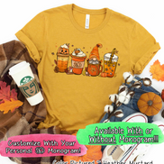 Monogram Gnome Pumpkin Spice Latte Coffee Fall Tee