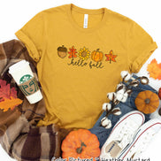 Hello Fall Watercolor Icons Fall Tee