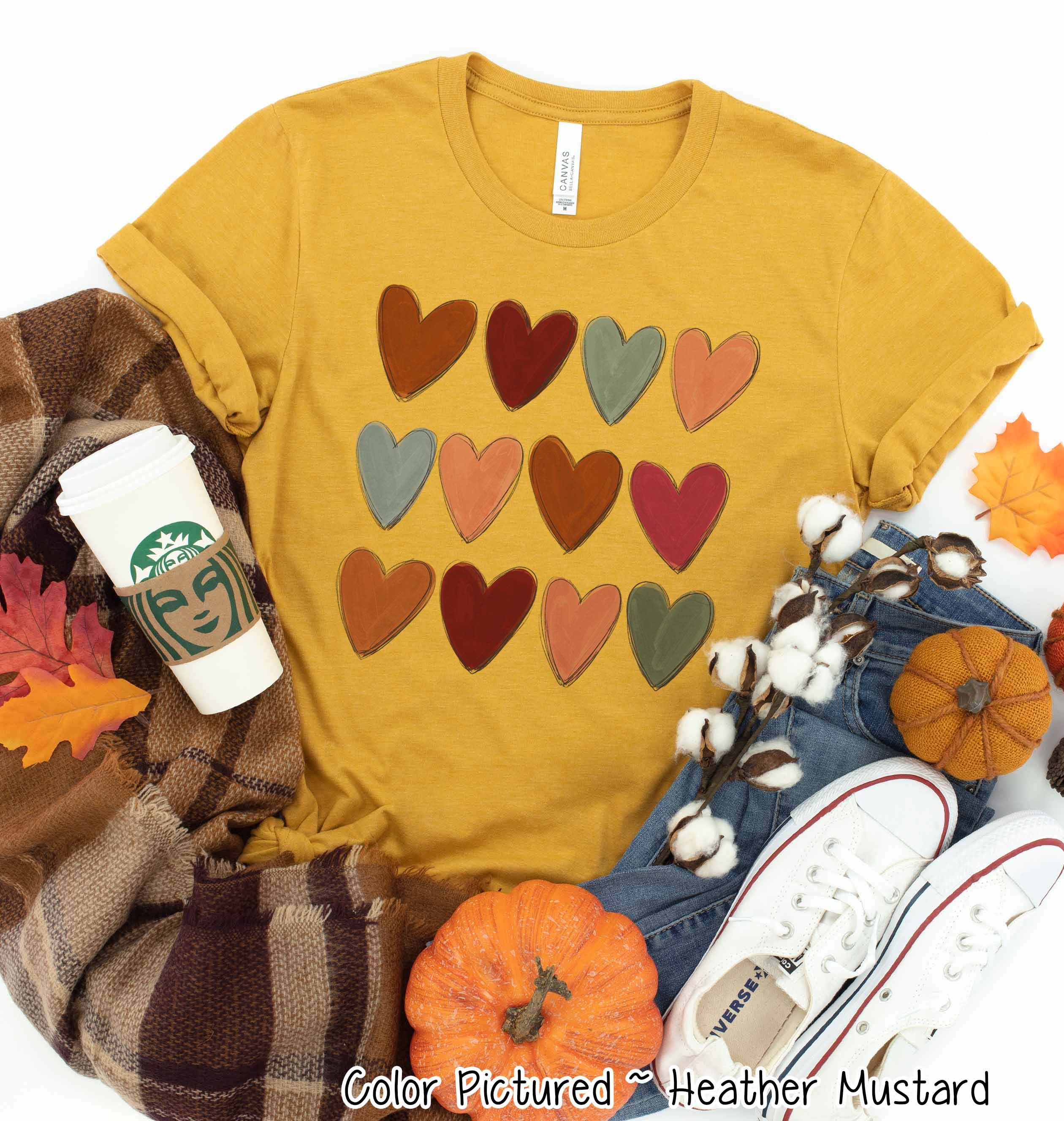 Watercolor Hearts Fall Tee