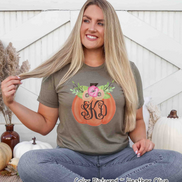 Floral Pumpkin Monogram Fall Tee