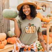 Orange Plaid Country Pumpkin Monogram Tee