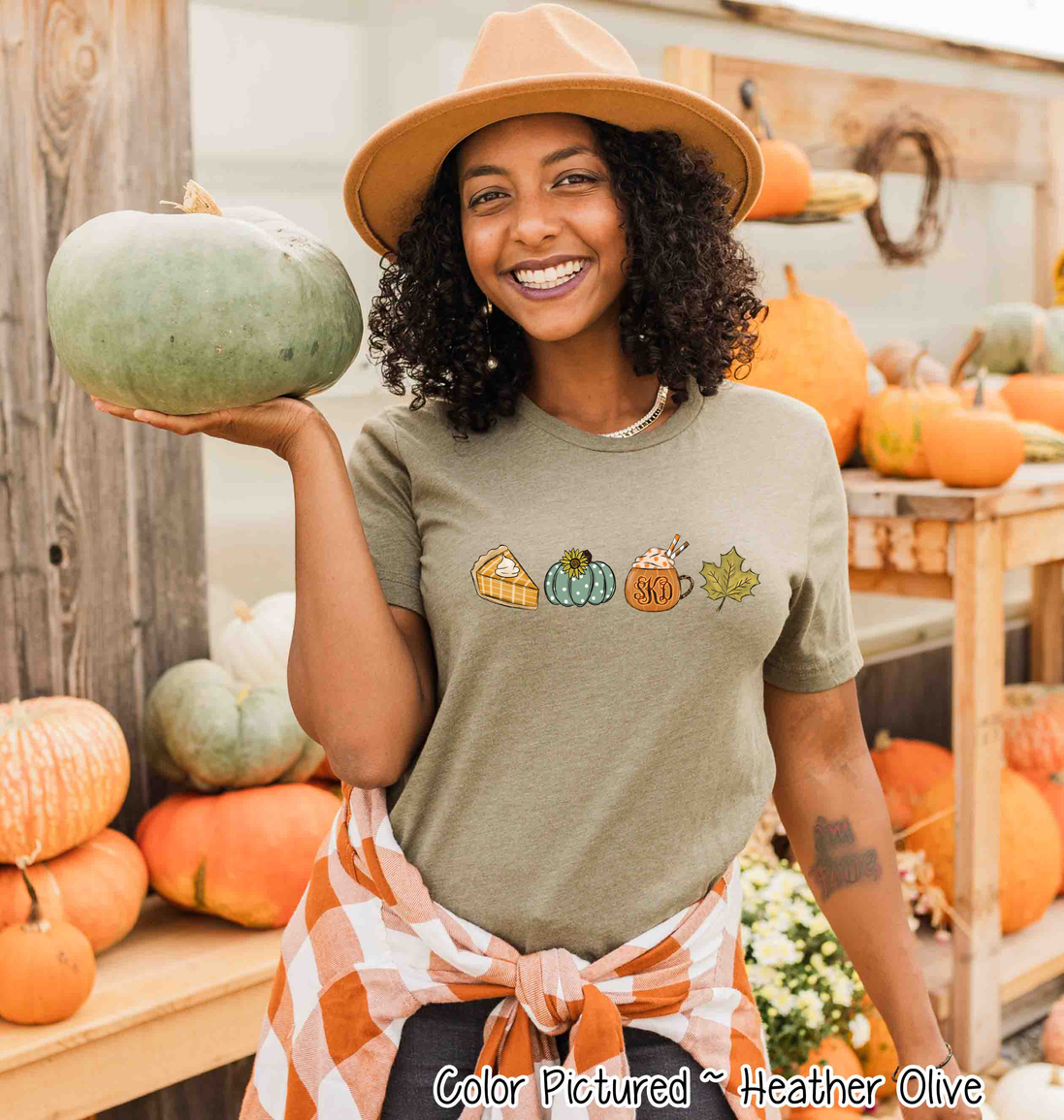 Monogram Pie Pumpkin Latte Fall Tee