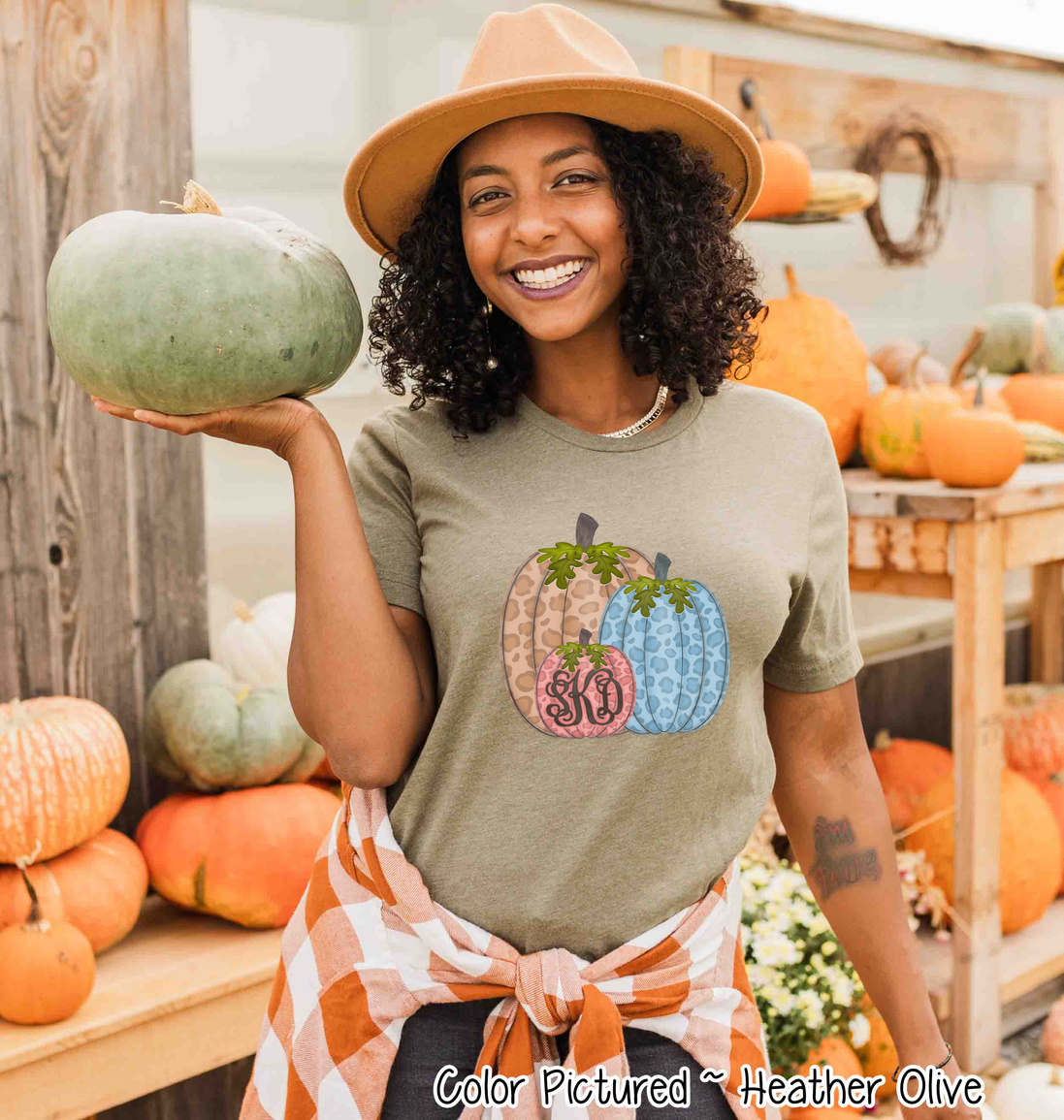 Monogram Leopard Pumpkin Trio Fall Tee