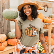 Orange Leopard Pumpkin Monogram Tee