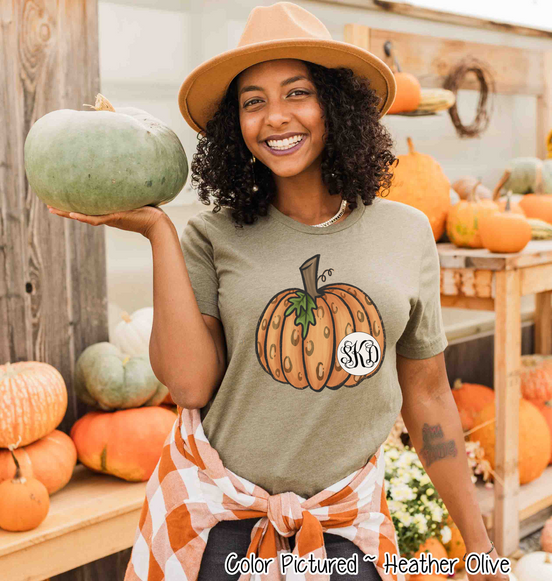 Orange Leopard Pumpkin Monogram Tee