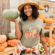 Monogram Watercolor Pumpkin Fall Tee