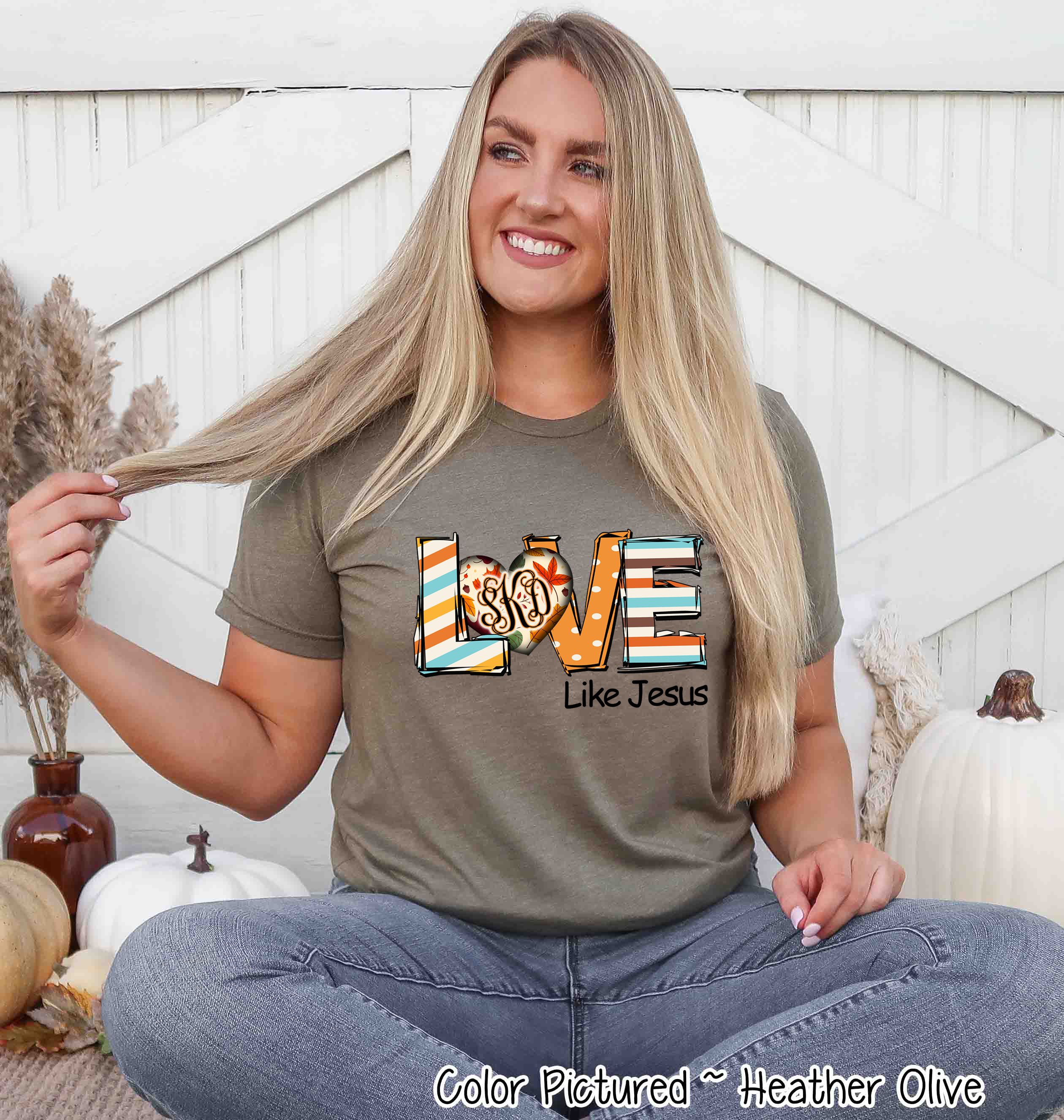 Love Like Jesus Fall Monogram Tee