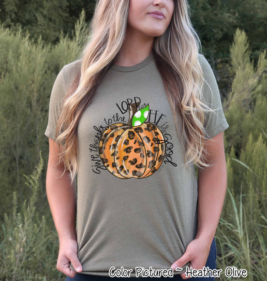 Give Thanks to the Lord Leopard Print Pumpkin Fall Shirt