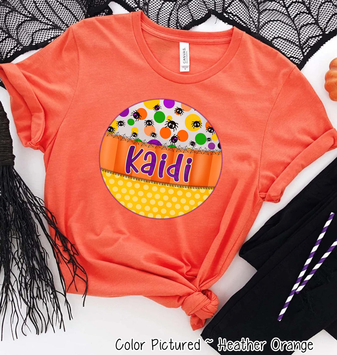 Personalized Candy Corn Frame with Custom Name Halloween Tee