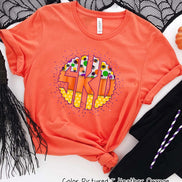 Big Monogram Candy Corn Halloween Tee