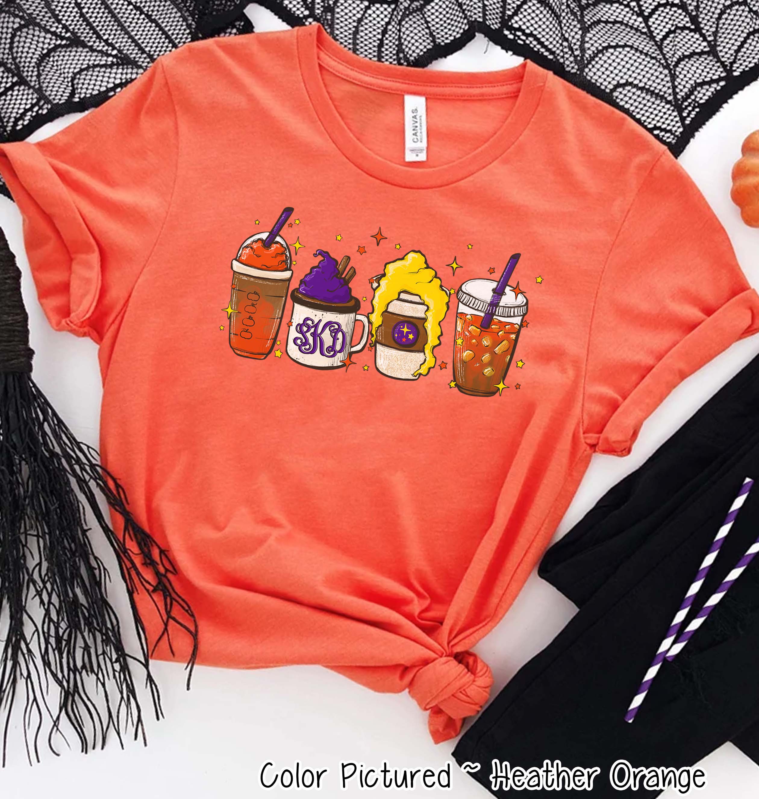 Monogram Hocus Pocus Coffee Latte Halloween Tee