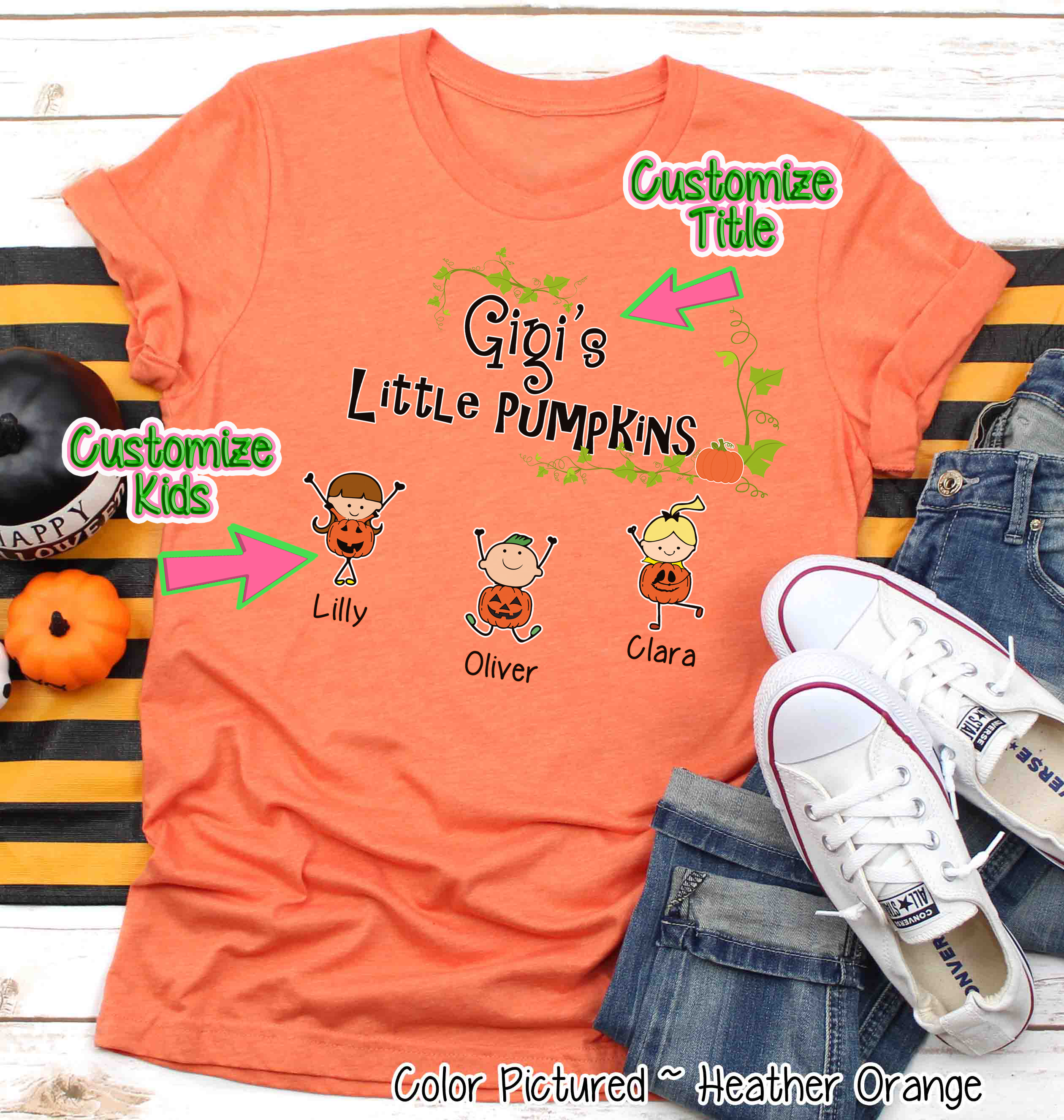 Mom, Grandma, Grandpa etc. Little Pumpkins  ~ Custom Named Kids Pumpkin Tee