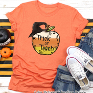 Trick or Teach Candy Corn Apple Halloween Teacher Shirt