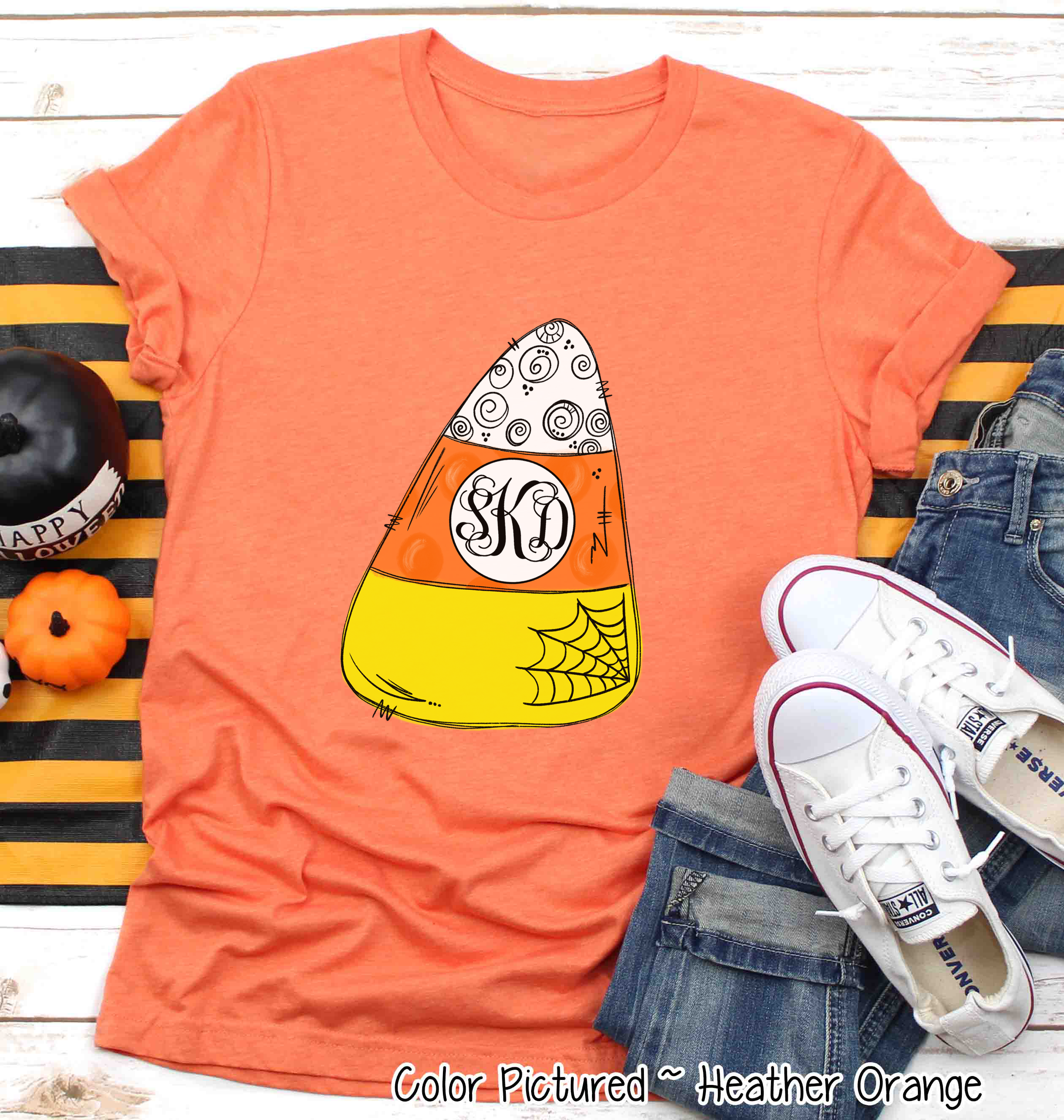 Monogrammed Candy Corn Graphic Tee